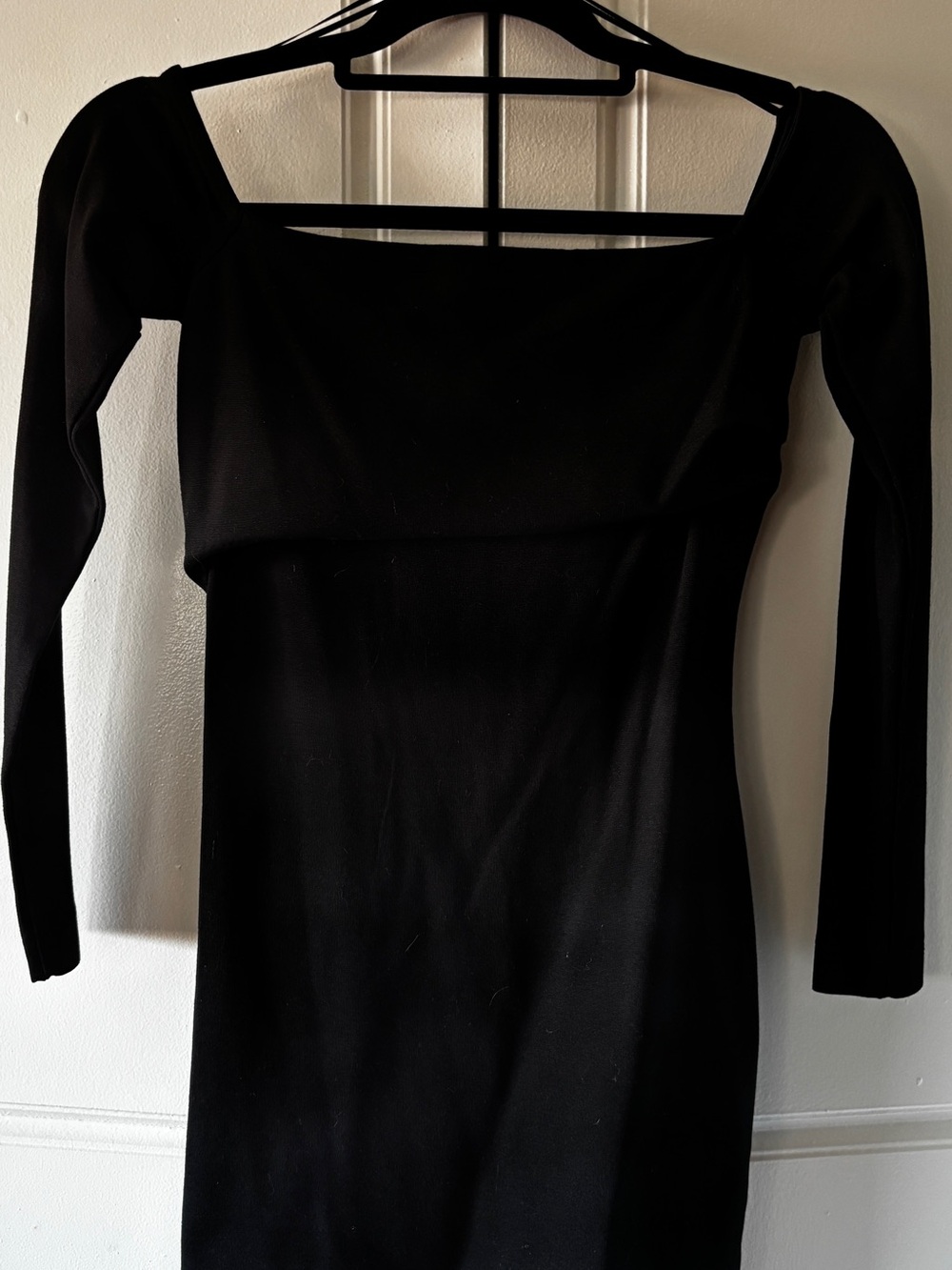 H&M Black Long-Sleeve Square Neck Bodycon Dress